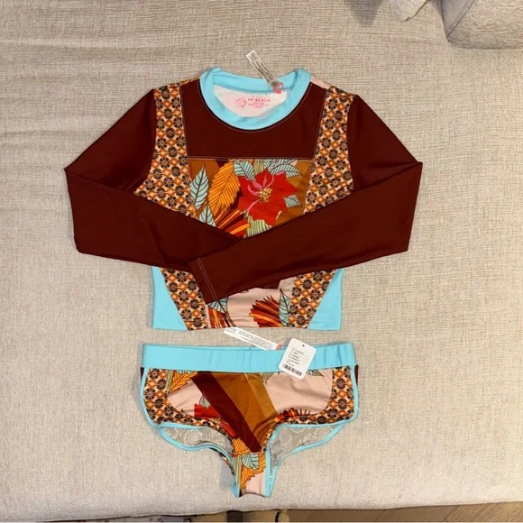 Free People Set Jesse Surf Rashie Fez Surf Bootie Shorts NEW Free-est XS - Picture 7 of 12